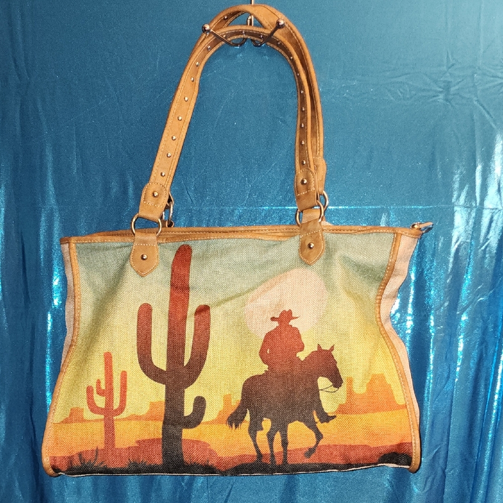 Cowboy Sunset Canvas Tote Bag